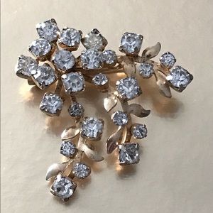 Vintage Gold Rhinestone Cluster Brooch Pin